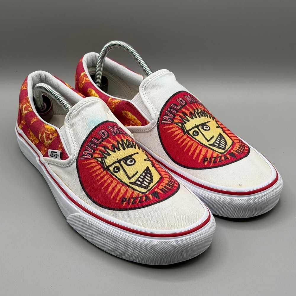 Vans Customs Wild Mike's Pizza Rebels Slip-On Shoes W 8.5 Canvas RARE Novelty